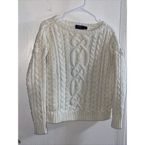 Women's Polo Ralph Lauren Cable Knit Cotton Sweater Cream Small